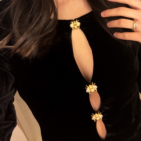 For Love & Lemons Beatrix black velvet dress size S - Picture 11 of 12